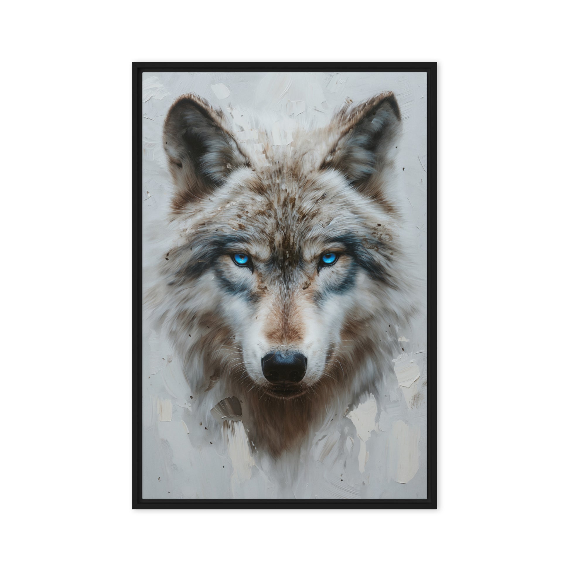 Blue Eyed Wolf Modern Art Framed Canvas