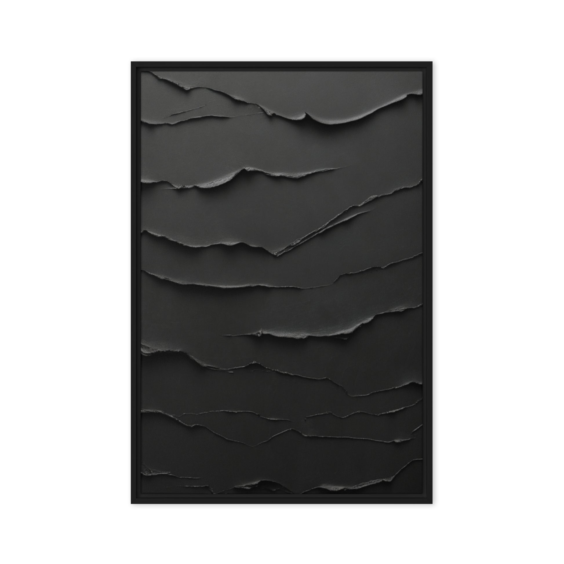 Black Minimalist Textured Art Framed Canvas