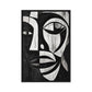 African Abstract Art Black and White Framed Canvas