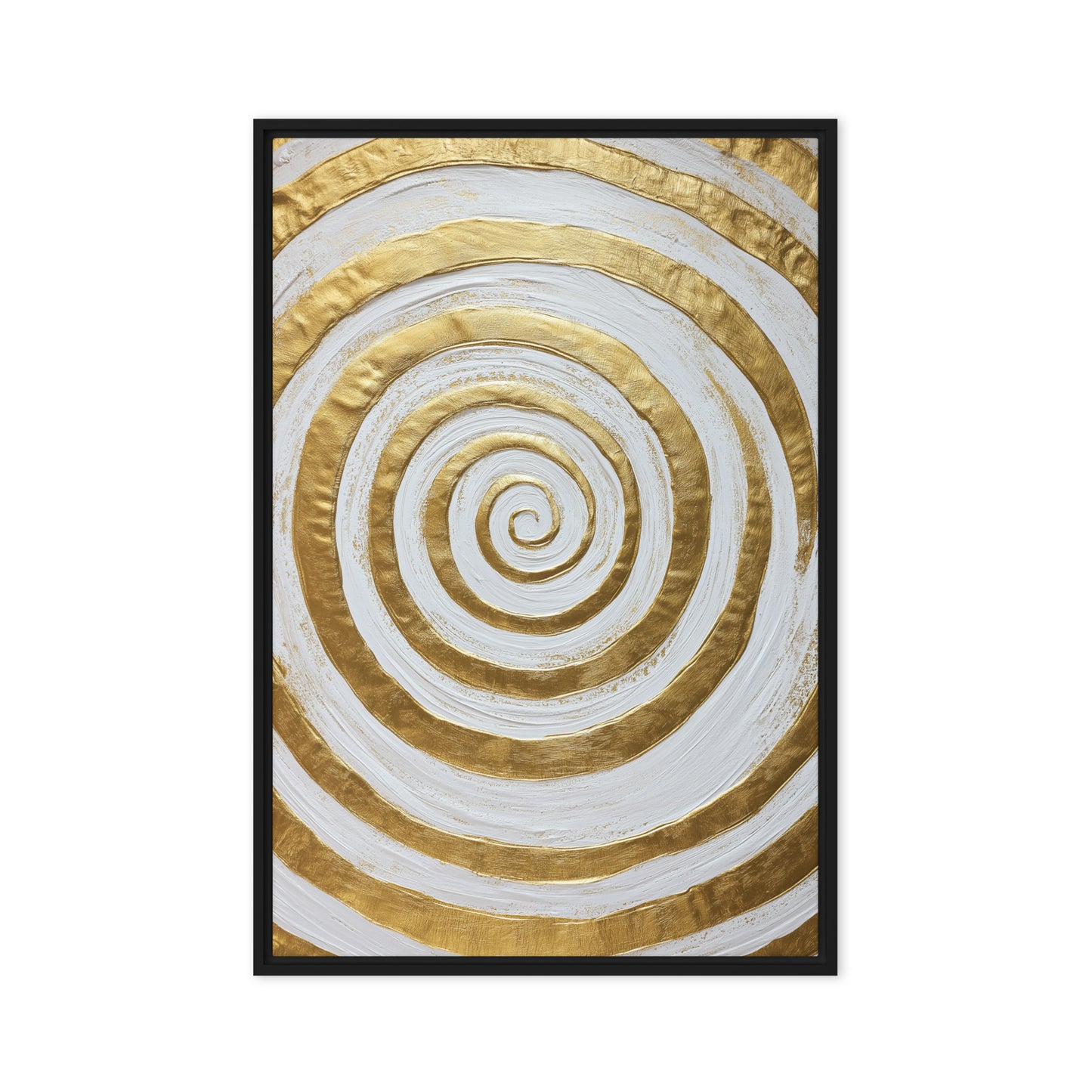 Gold & White Spiral Modern Art Framed Canvas