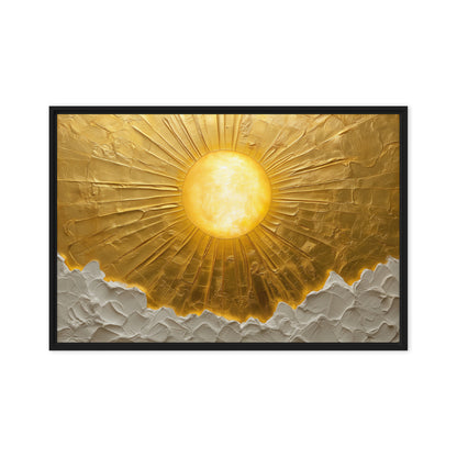 Sun In the Clouds Impasto Art Framed Canvas