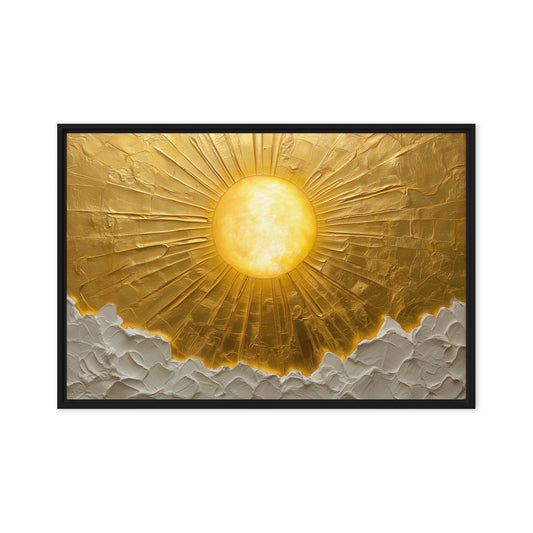 Sun In the Clouds Impasto Art Framed Canvas