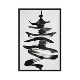 Chinese Pagoda Minimalist Art Framed Canvas