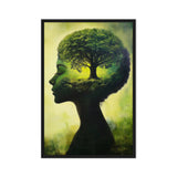Woman Tree Surreal Art Framed Canvas