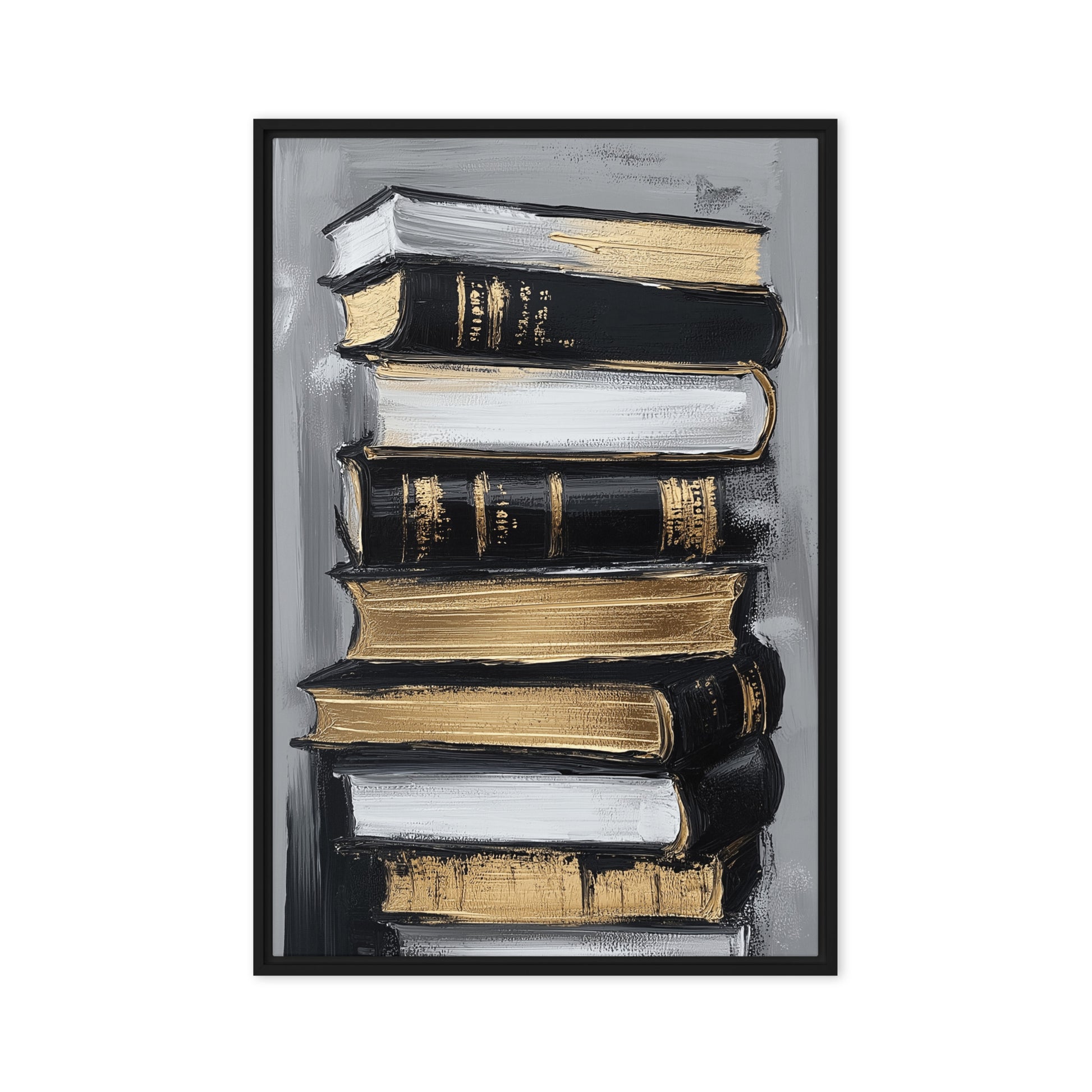 Stack of Books Modern Art Framed Canvas