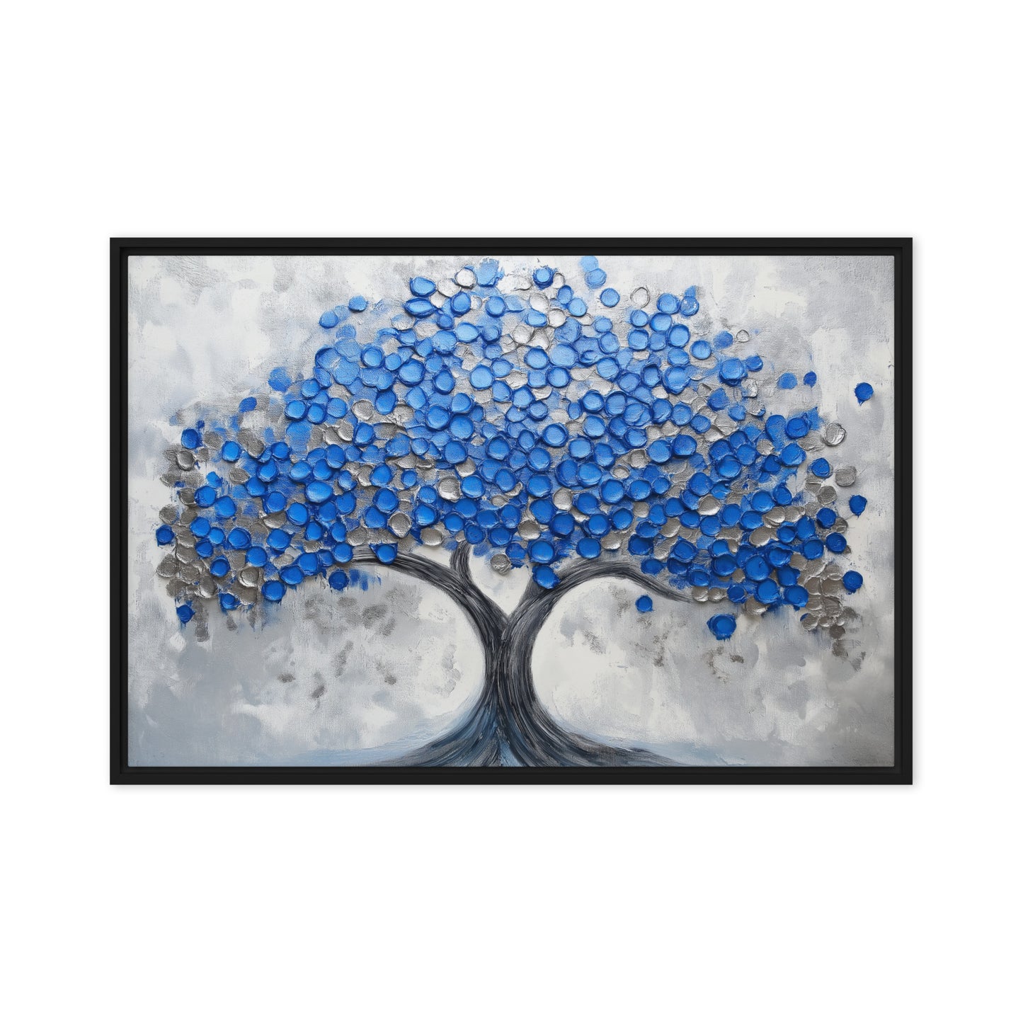 Blue Tree Modern Art Framed Canvas