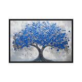 Blue Tree Modern Art Framed Canvas