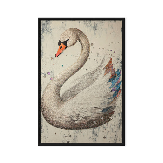 White Swan Modern Art Framed Canvas