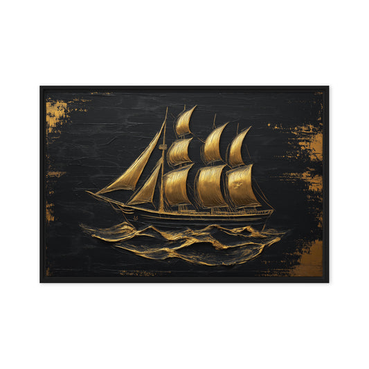 Sail Ship Nautical Art Framed Canvas