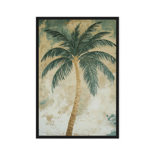Palm Tree Beach Art Framed Canvas