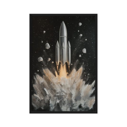 Rocket Take Off Space Art Framed Canvas