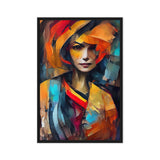 Woman Colorful Abstract Art Framed Canvas
