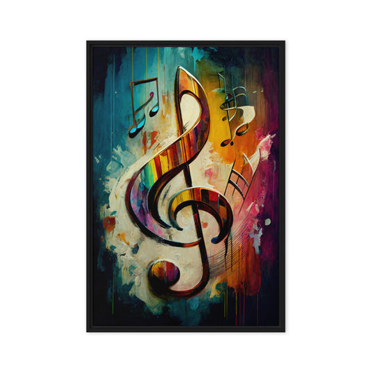 Music Note Abstract Art Framed Canvas