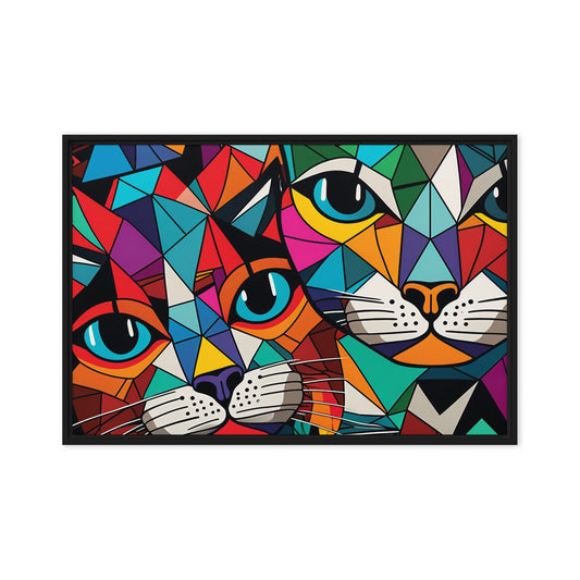 Cats Mosaic Art Framed Canvas
