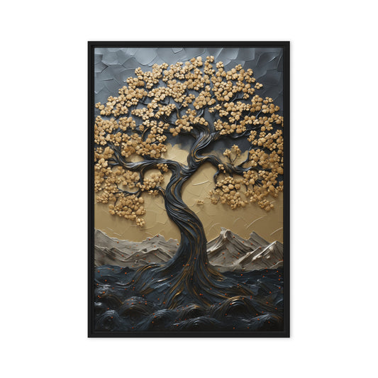Tree Landscape Art Framed Canvas