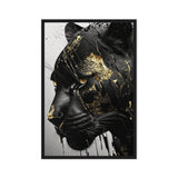 Black Panther In Gold Framed Canvas