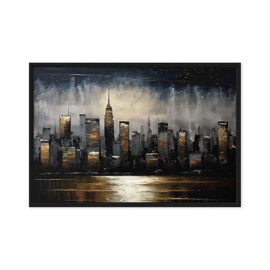 New York Cityscape Framed Canvas