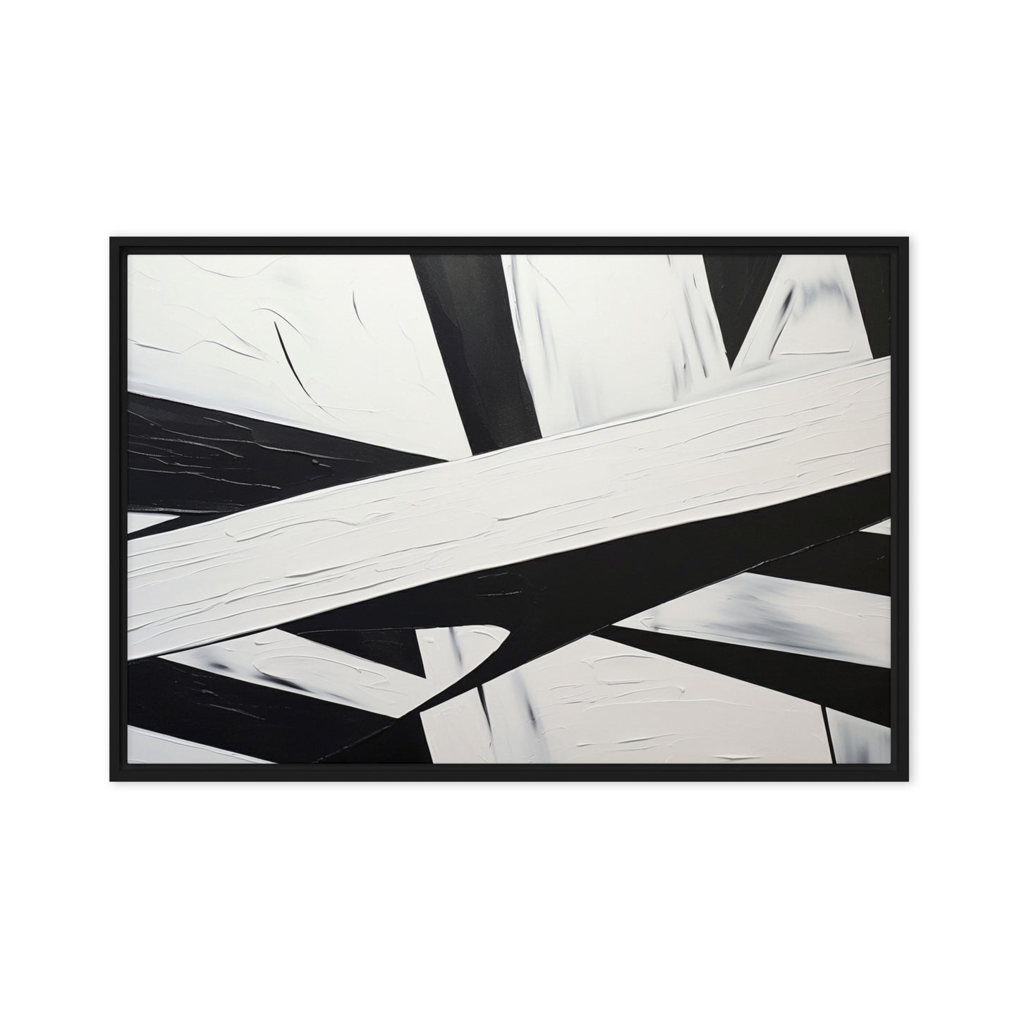 Black White Geometrical Art Framed Canvas