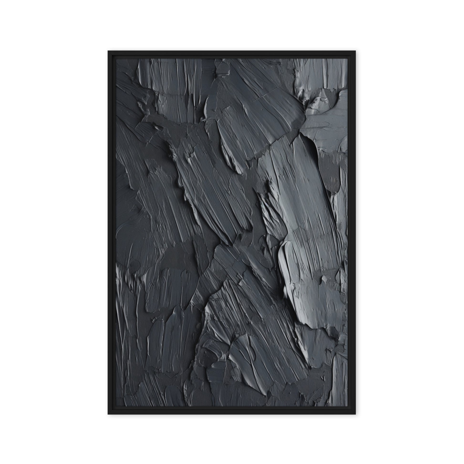 Black Impasto Art Framed Canvas