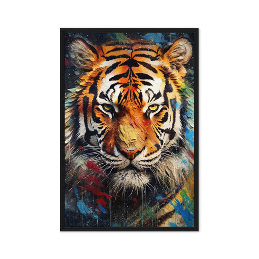 Colorful Tiger Modern Art Framed Canvas