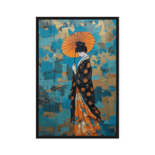 Feminine Geisha Japanese Art Framed Canvas