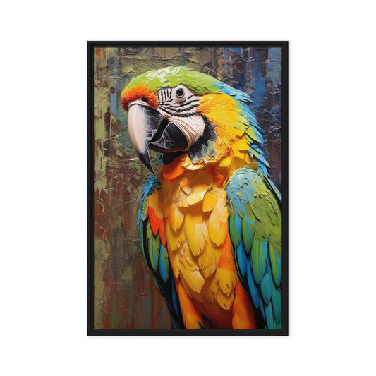 Colorful Macaw Parrot Framed Canvas