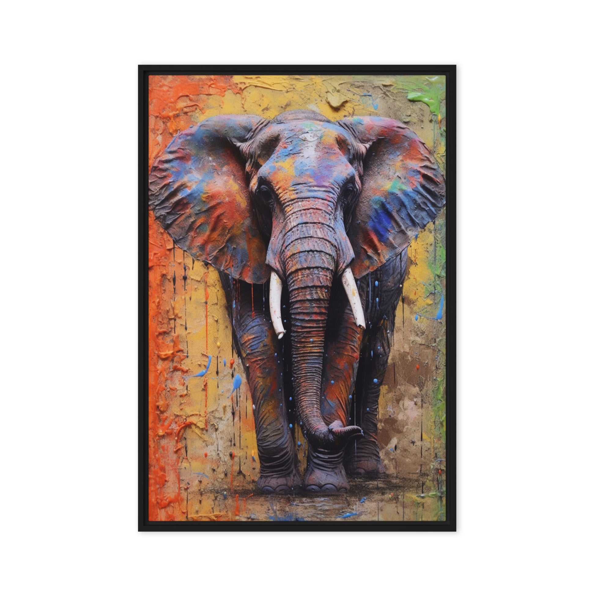 Colorful Elephant Framed Canvas