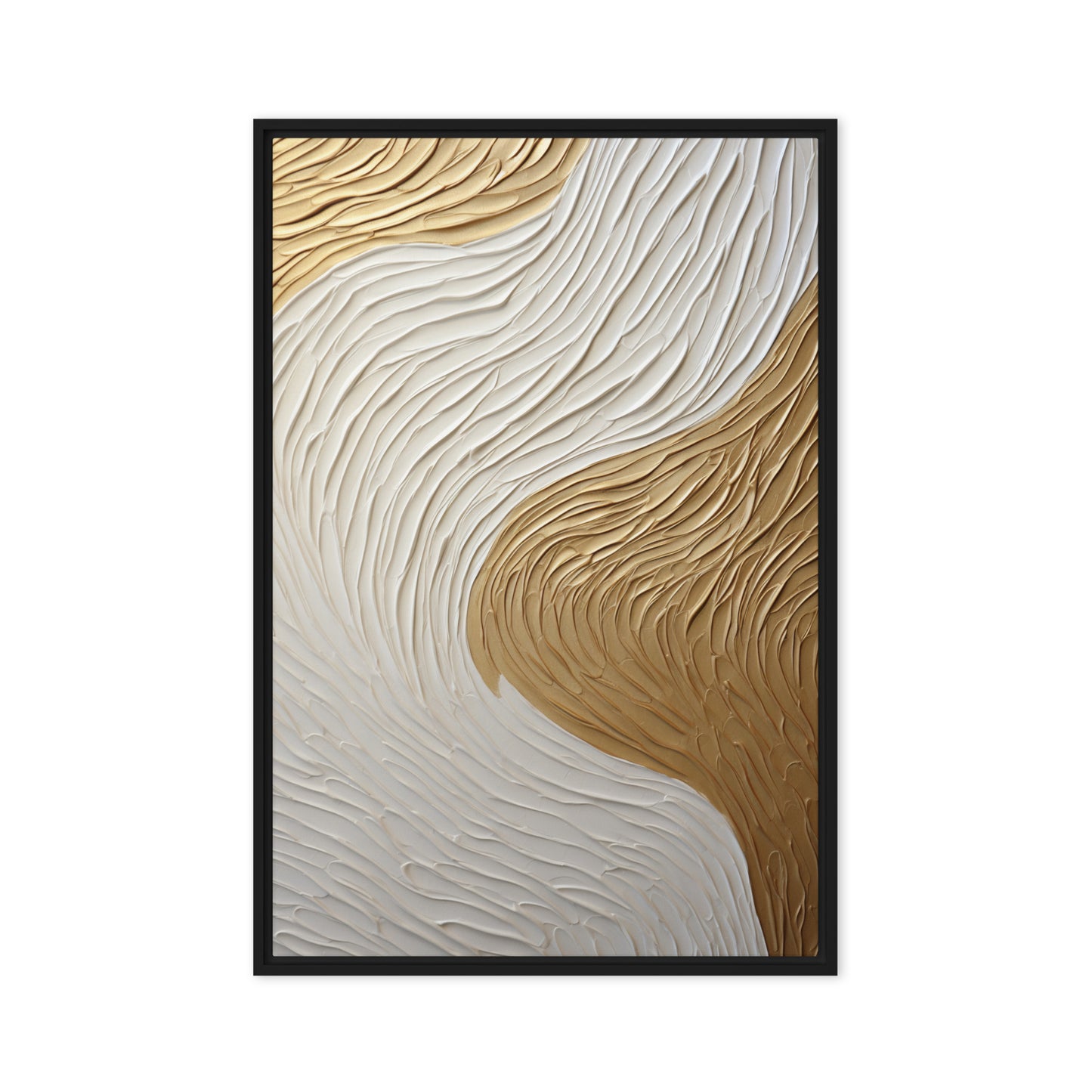 White Gold Impasto Art Framed Canvas