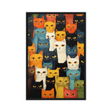 Cats Colorful Collage Famed Canvas