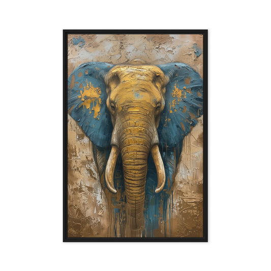 Elephant In Gold Modern Art Framed Canvas