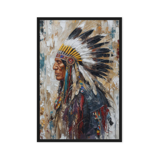 Chief Native American Art Framed Canvas