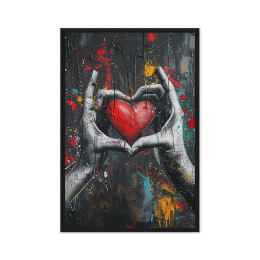 Heart Graffiti Art Framed Canvas