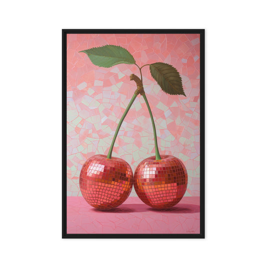 Cherry Disco Balls Framed Canvas