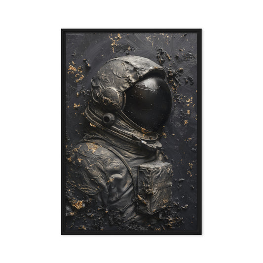 Astronaut in Space Impasto Art Framed Canvas
