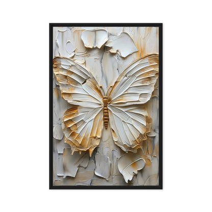 Butterfly White & Gold Modern Art Digital Print