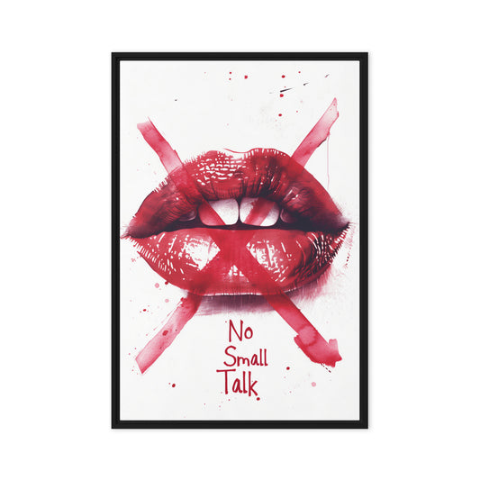 Lips "No Small Talk" Fashion Art Framed Canvas