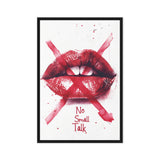 Lips "No Small Talk" Fashion Art Framed Canvas