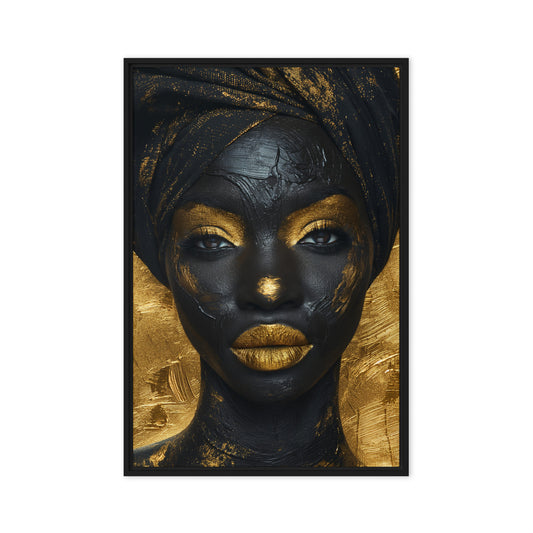 African Woman in Gold Framed Canvas