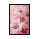 White Pink Flowers Floral Art Framed Canvas
