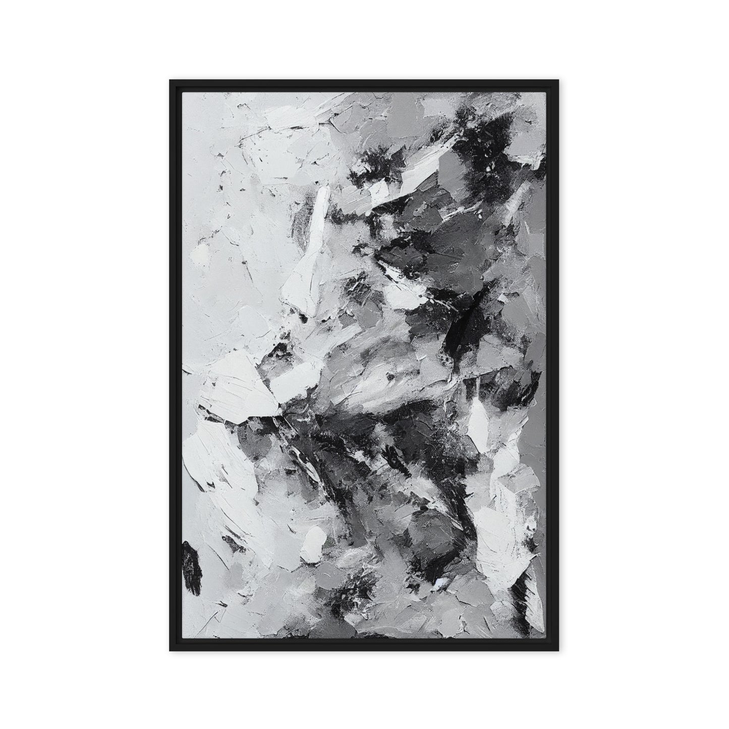 Grey White Black Modern Art Framed Canvas