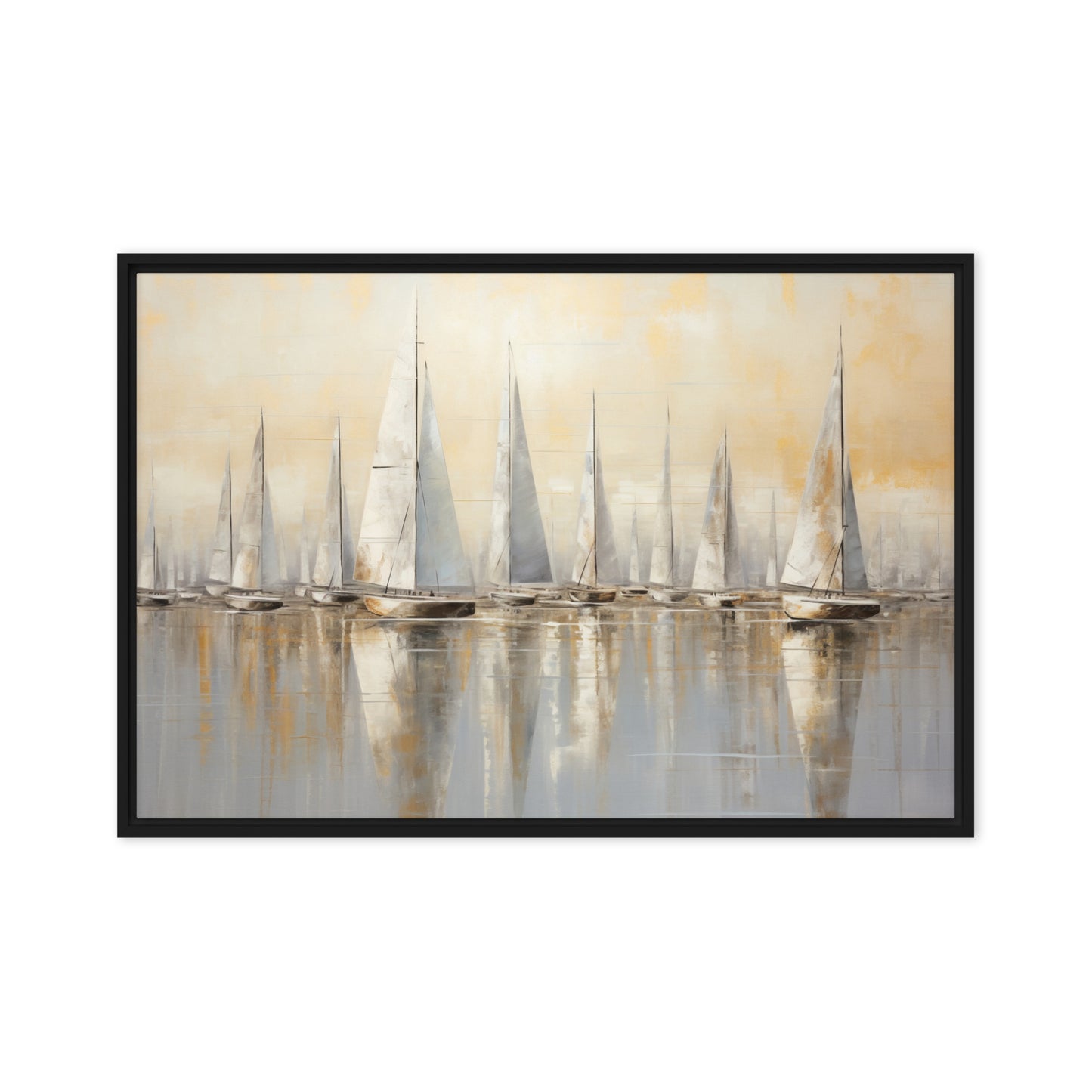 Sailboats Nautical Wall Art Framed Canvas