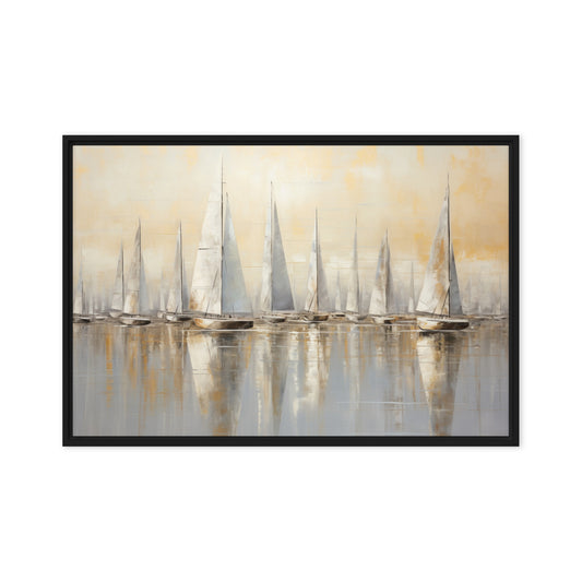 Sailboats Nautical Wall Art Framed Canvas