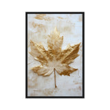 Golden Maple Leaf Floral Art Framed Canvas