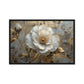 White and Gold Flowers Floral Art Framed Canvas
