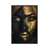 African Woman In Gold Glitter Framed Canvas