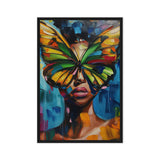 Woman Butterfly Face Framed Canvas