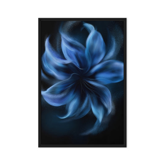 Blue Flower Minimalist Art Framed Canvas