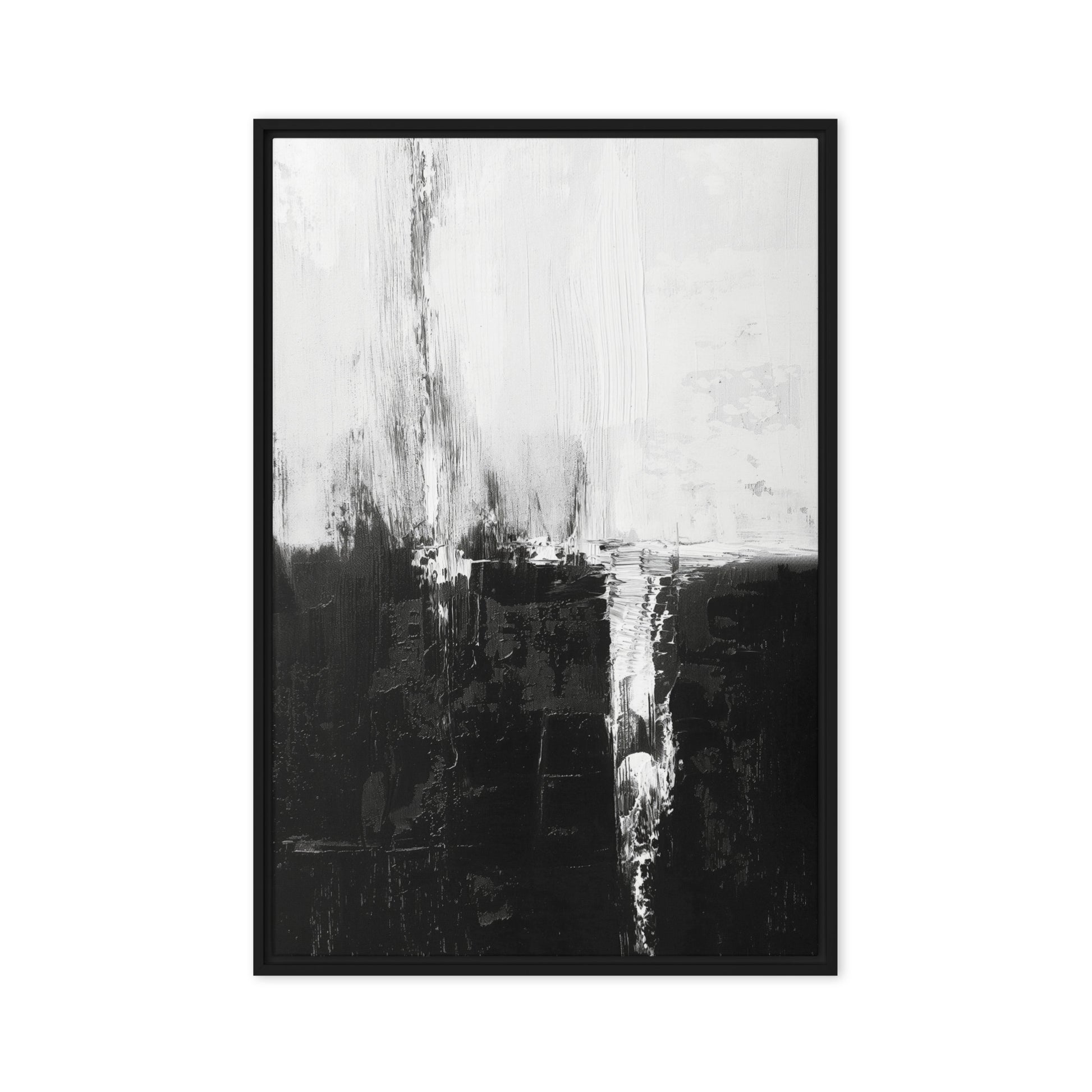 Black White Abstract Art Framed Canvas