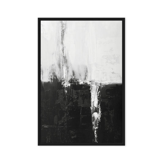 Black White Abstract Art Framed Canvas