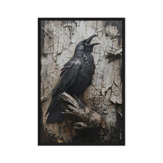 Black Crow Gothic Art Framed Canvas